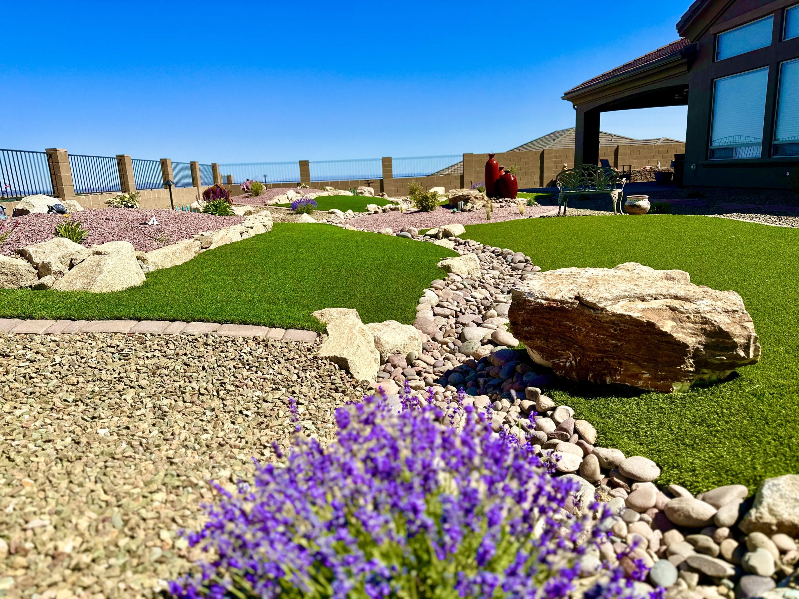 Front Yard Artificial Grass and Rock Landscaping The Perfect Combination for a Beautiful Outdoor Space